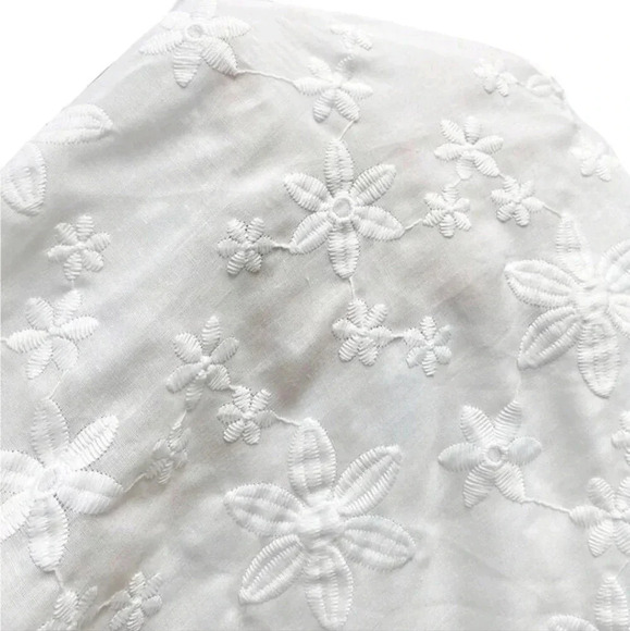 Women Summer Stand Collar Floral Jacquard Short Sleeve Loose Shirt - Picture 7 of 8